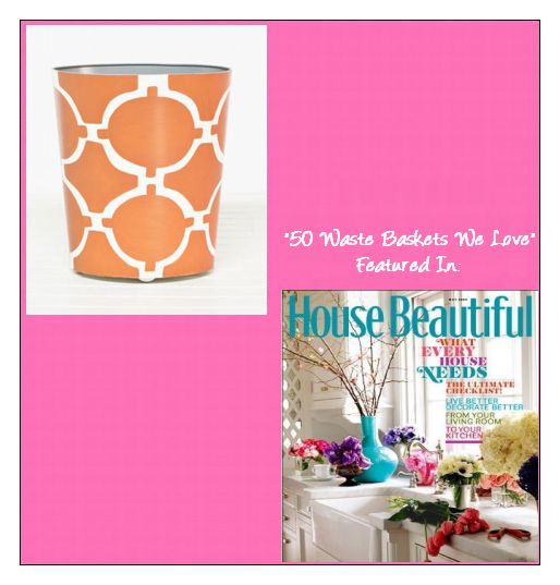 Worlds Away Acadia Orange & Cream Oval Waste Basket